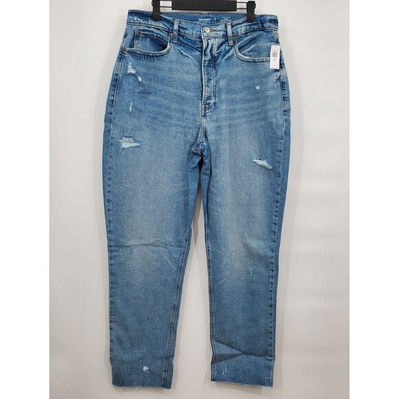Old Navy Curvy Extra Hi Rise Sky-Hi Straight Button-Fly Jeans Womens Size 16 NWT - Picture 4 of 16